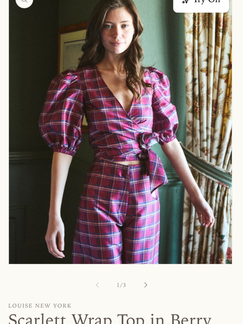 Louise New York Scarlett Wide Leg Pants in Berry Plaid